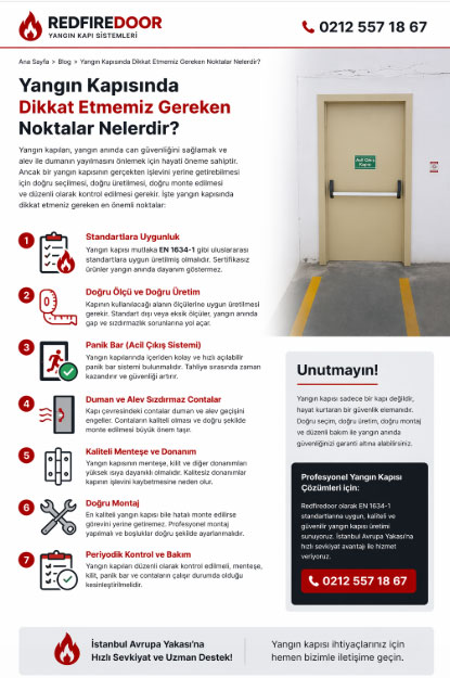 Yangın kapısın’da dikkat etmemiz gereken noktalar nelerdir?